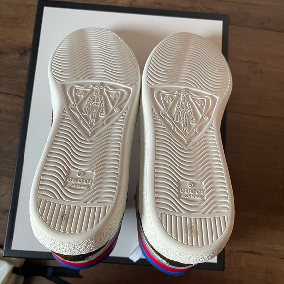 GUCCI-AUTHENTIC (NWT/Box) Mens Web Accent Leather Sneakers - Picture 3 of 15